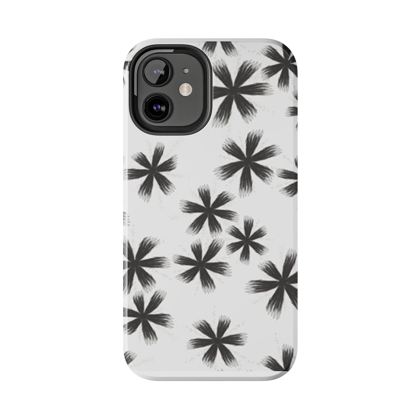 Stylish Tough Phone Cases, Black Flower Design, Durable Phone Protection, Unique Gift, Trendy Phone Accessories