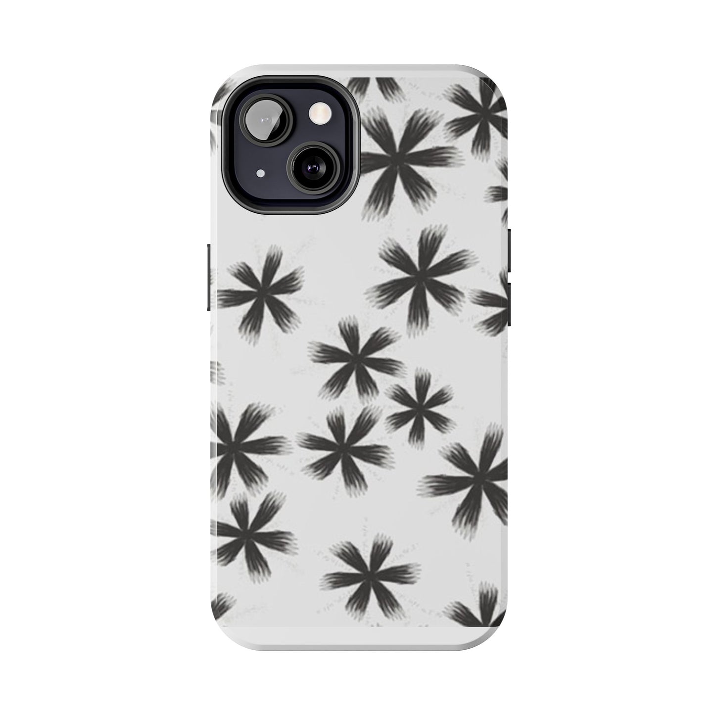 Stylish Tough Phone Cases, Black Flower Design, Durable Phone Protection, Unique Gift, Trendy Phone Accessories
