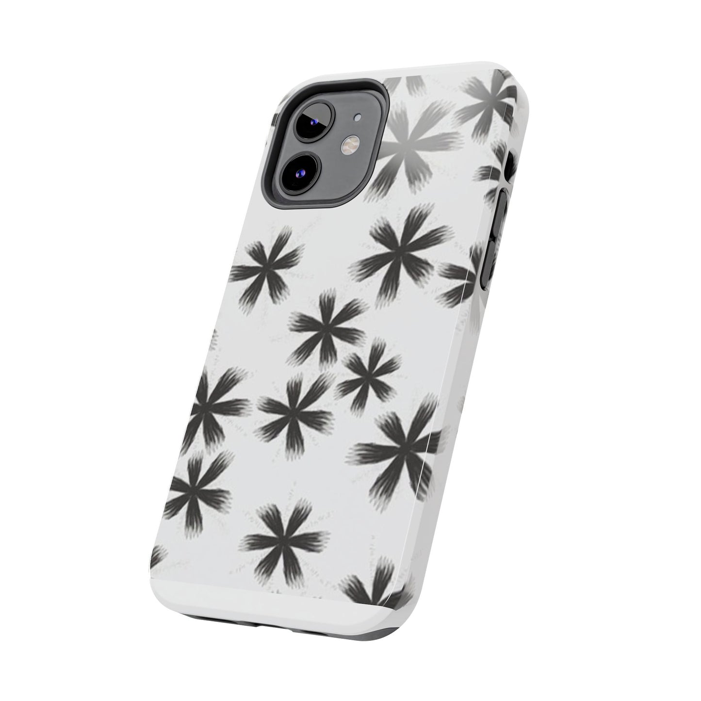Stylish Tough Phone Cases, Black Flower Design, Durable Phone Protection, Unique Gift, Trendy Phone Accessories