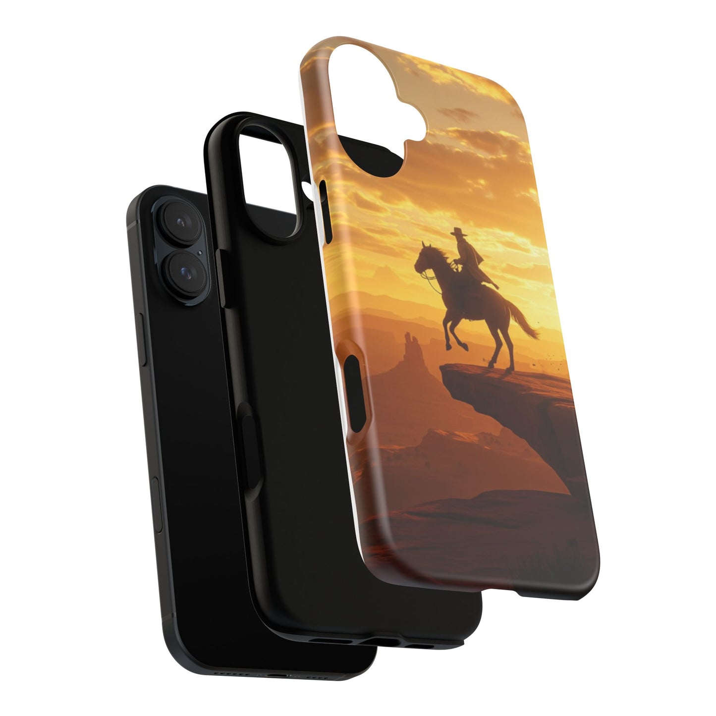 Sunset Horse Rider Phone Case, Western Art Cover, Tough Shell, Ideal Gift for Horse Lovers, Scenic Phone Accessories