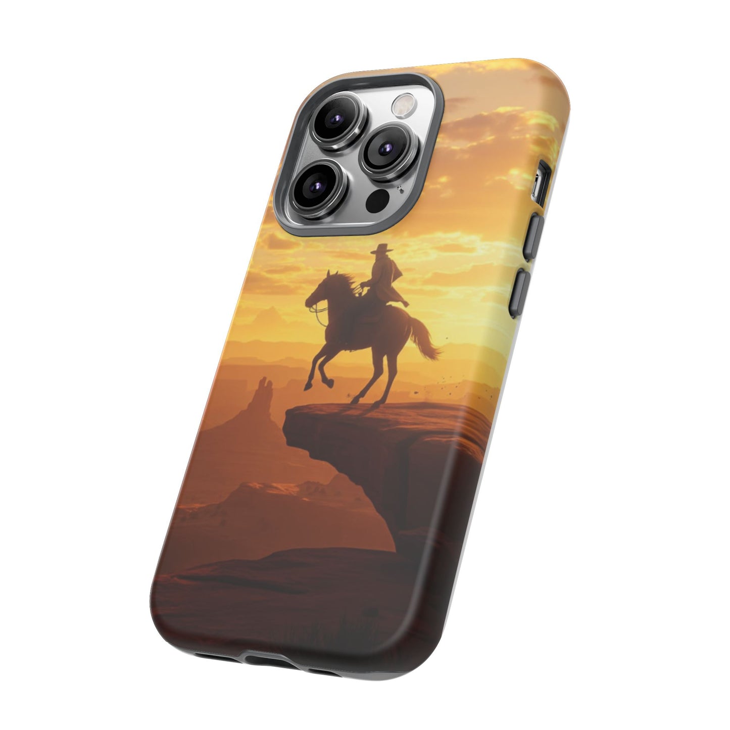 Sunset Horse Rider Phone Case, Western Art Cover, Tough Shell, Ideal Gift for Horse Lovers, Scenic Phone Accessories