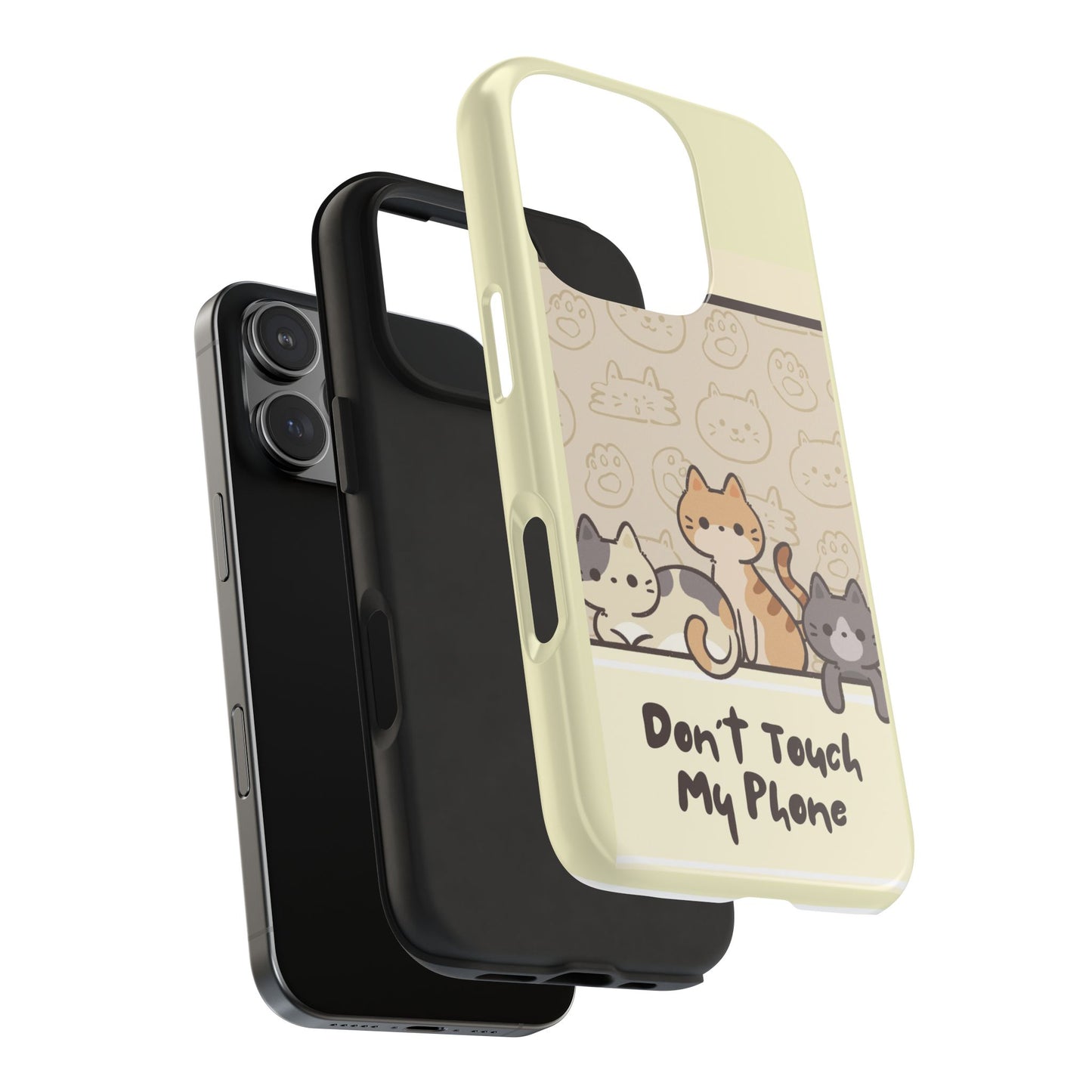 Cute Cat Phone Case - Don't Touch My Phone, Gift for Cat Lovers, Kawaii Accessories, Fun Tech Protection, Pet Lover Gifts
