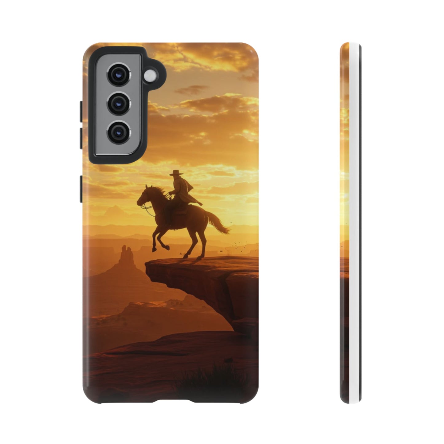 Sunset Horse Rider Phone Case, Western Art Cover, Tough Shell, Ideal Gift for Horse Lovers, Scenic Phone Accessories