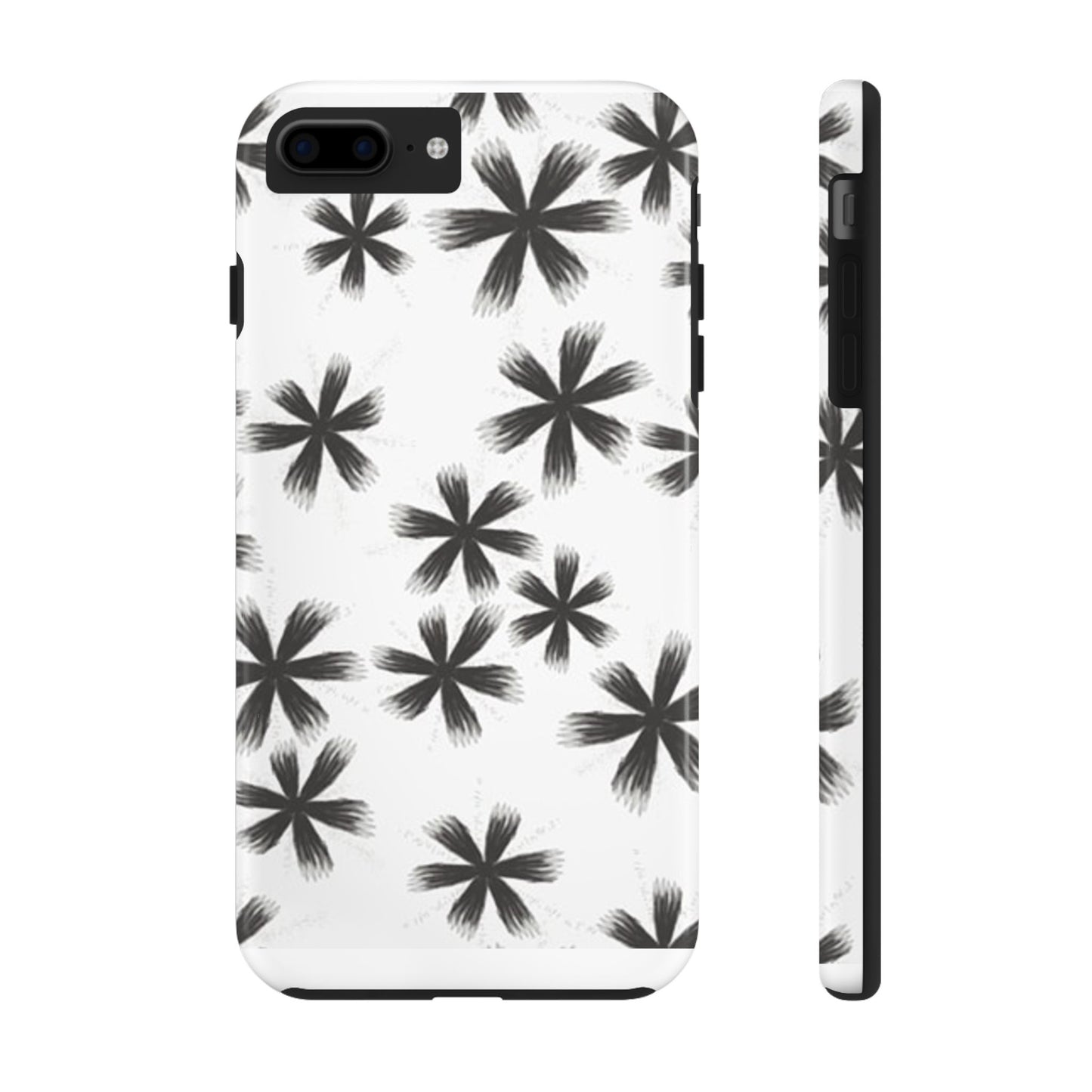 Stylish Tough Phone Cases, Black Flower Design, Durable Phone Protection, Unique Gift, Trendy Phone Accessories