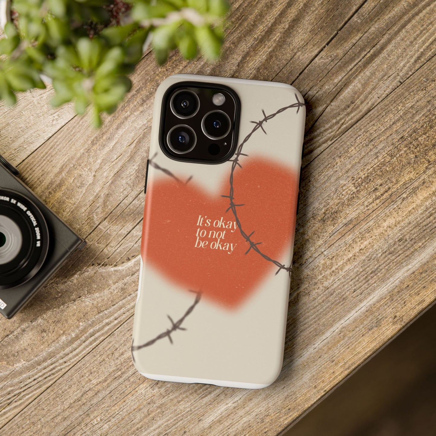 Heartfelt Phone Case | Barbed Wire Design, It's Okay to Not Be Okay, Supportive Gift, Anxiety Awareness, Unique Phone Accessory