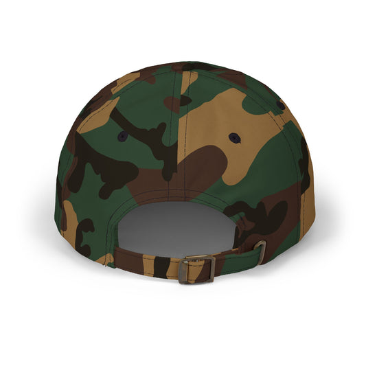 Camo Dad Cap – Hustle & Bustle, Outdoor Style, Gift for Him, Cool Casual Wear, Fishing Cap, Adjustable Hat