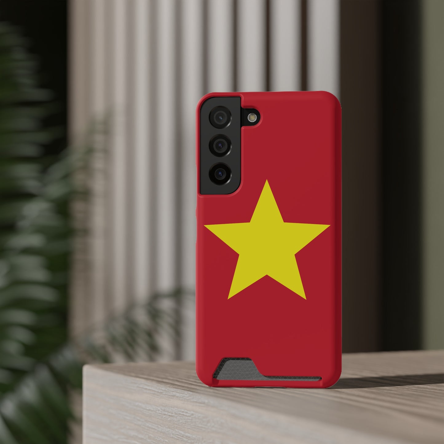 Red Star Phone Case with Card Holder, Gift for Flag Lovers, Stylish Accessory for Everyday Use, Perfect for Travel, Birthday Gift