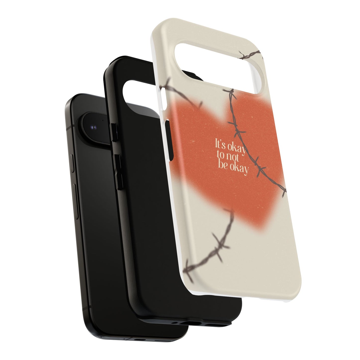 Heartfelt Phone Case | Barbed Wire Design, It's Okay to Not Be Okay, Supportive Gift, Anxiety Awareness, Unique Phone Accessory