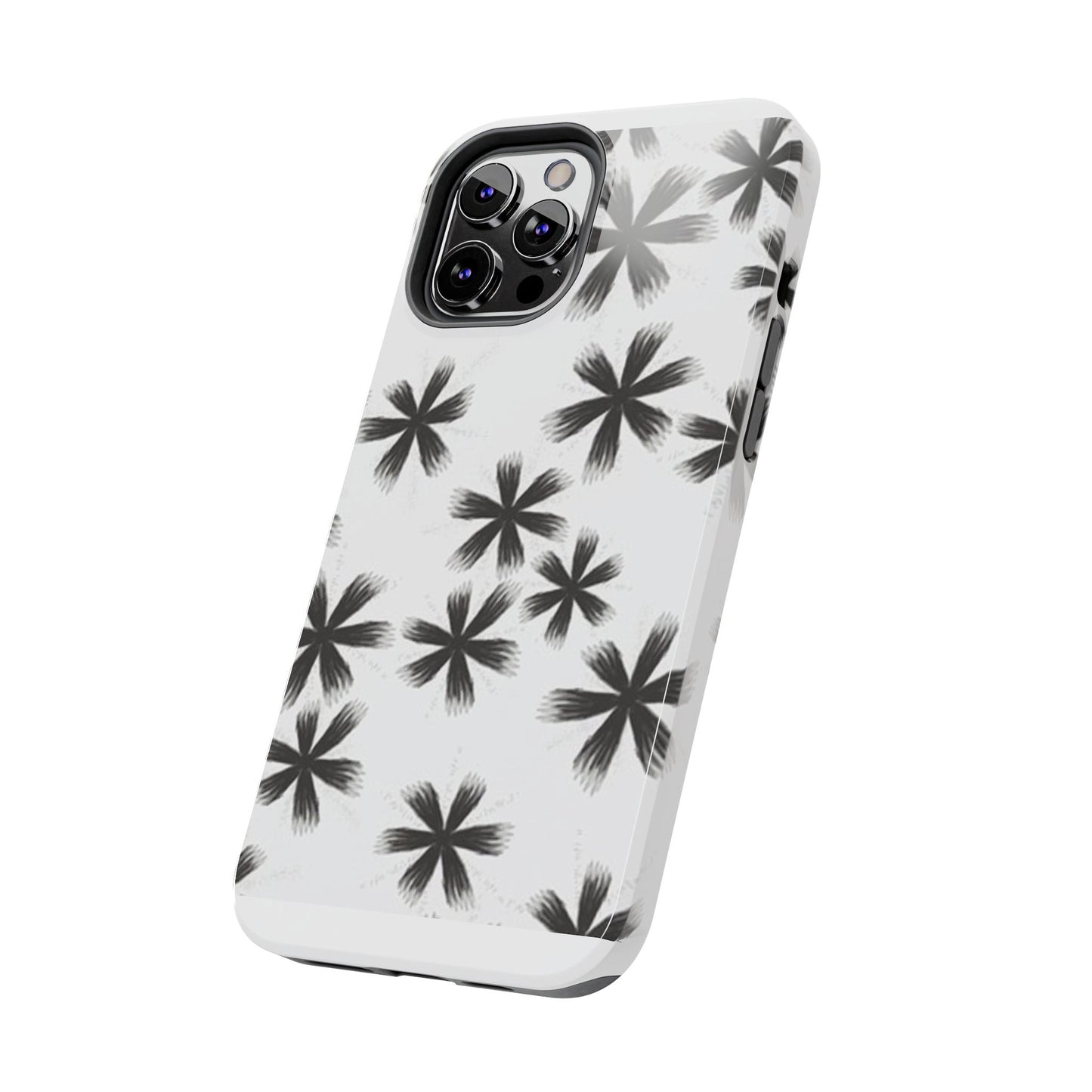 Stylish Tough Phone Cases, Black Flower Design, Durable Phone Protection, Unique Gift, Trendy Phone Accessories