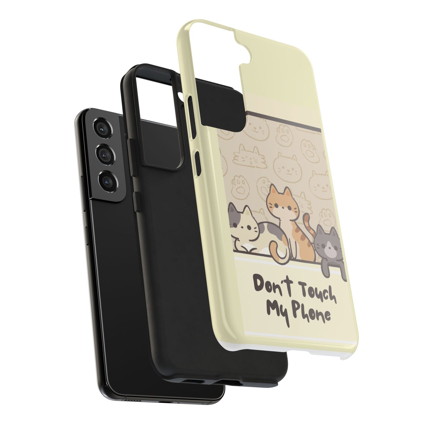 Cute Cat Phone Case - Don't Touch My Phone, Gift for Cat Lovers, Kawaii Accessories, Fun Tech Protection, Pet Lover Gifts