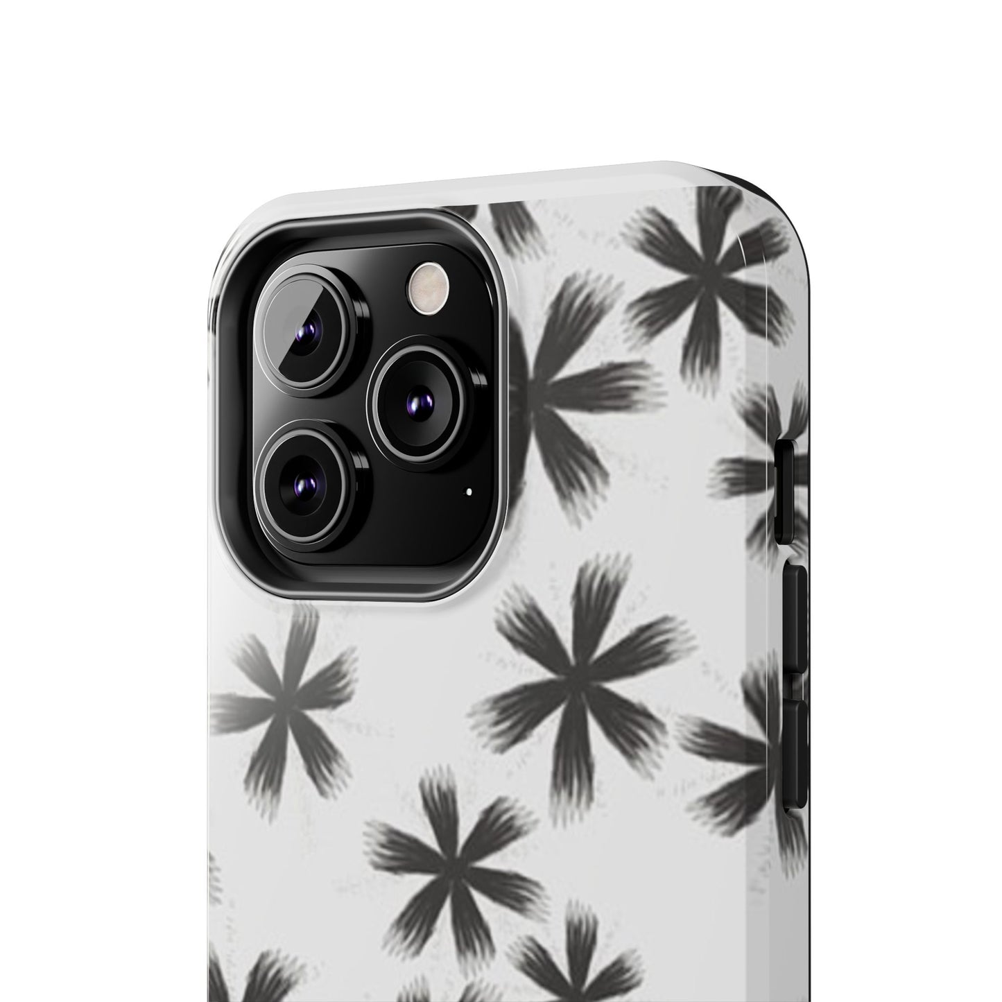Stylish Tough Phone Cases, Black Flower Design, Durable Phone Protection, Unique Gift, Trendy Phone Accessories