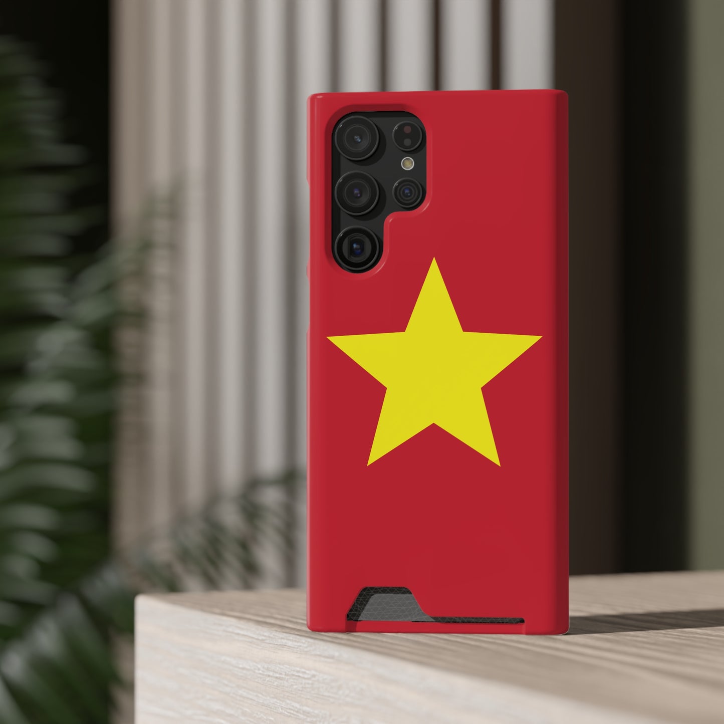 Red Star Phone Case with Card Holder, Gift for Flag Lovers, Stylish Accessory for Everyday Use, Perfect for Travel, Birthday Gift