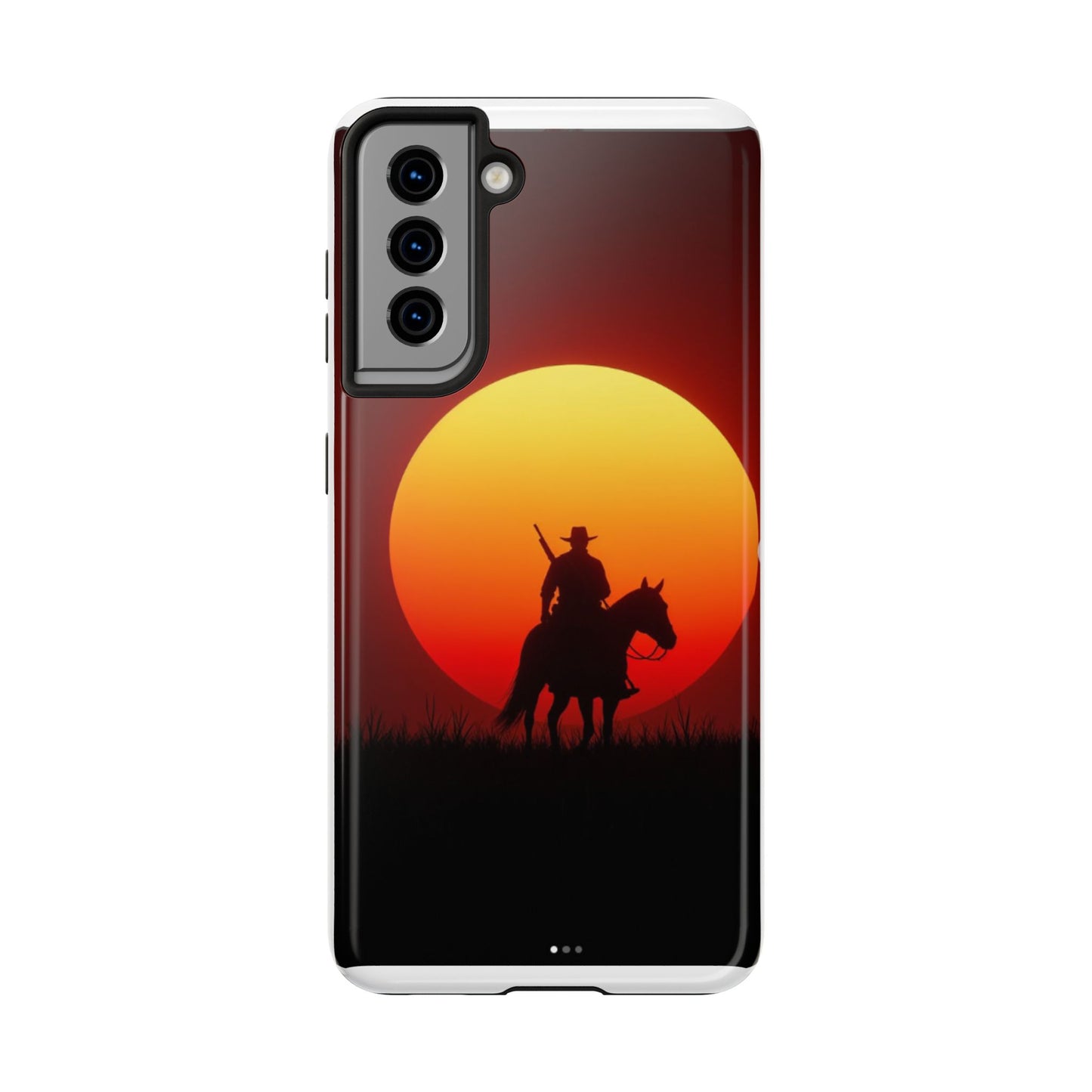 Sunset Cowboy Tough Phone Cases, Western Style Phone Cover, Unique Gift for Horse Lovers, Adventure Accessories, Durable Phone Protection