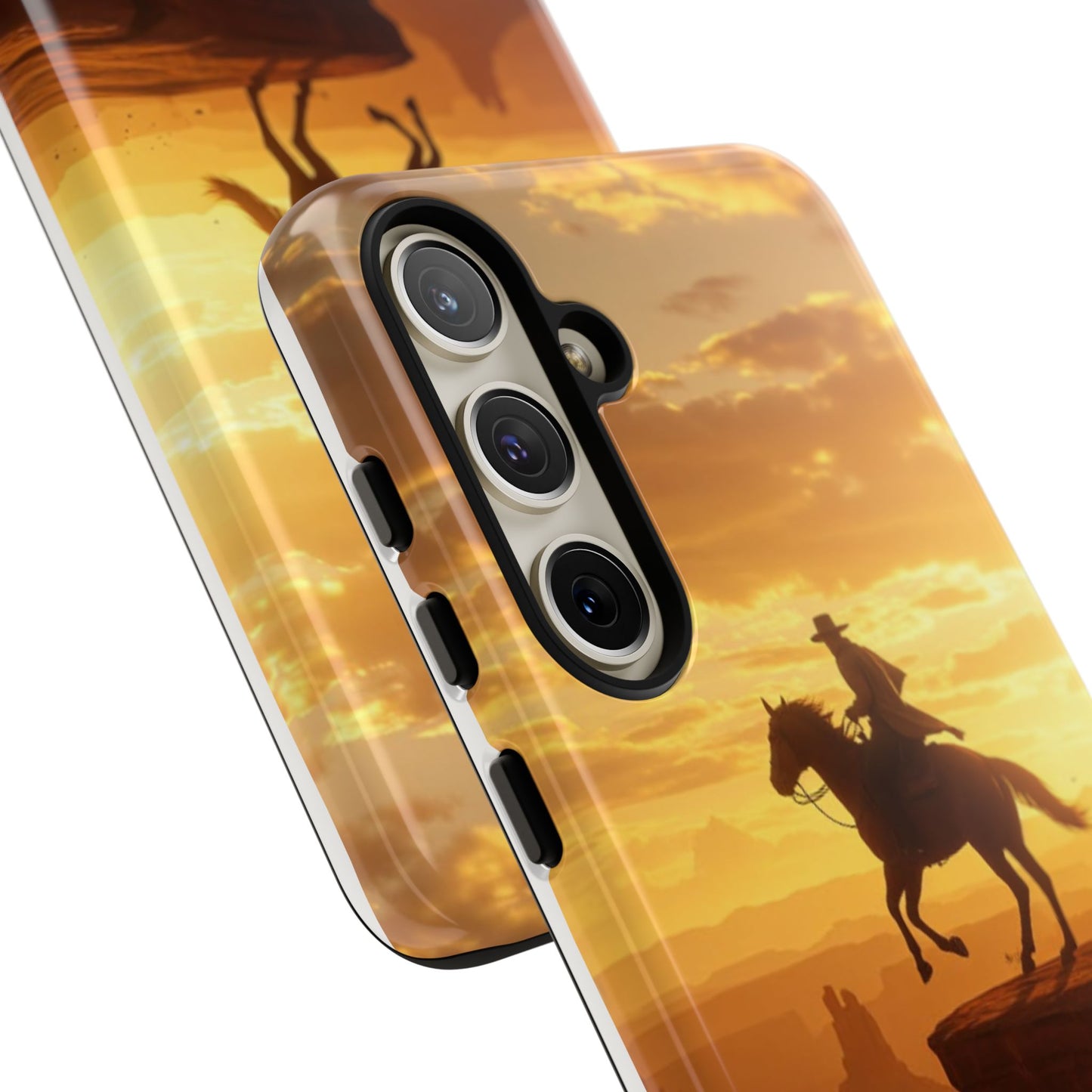 Sunset Horse Rider Phone Case, Western Art Cover, Tough Shell, Ideal Gift for Horse Lovers, Scenic Phone Accessories