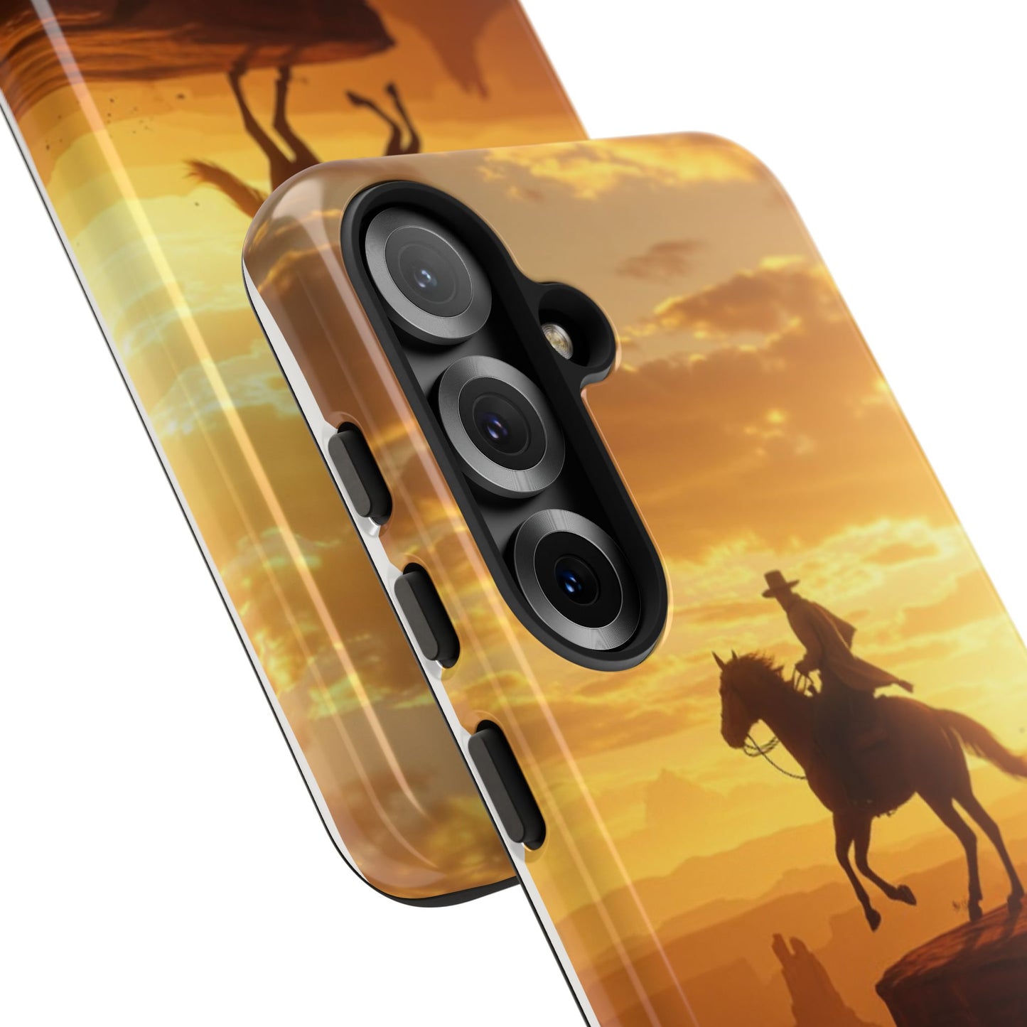 Sunset Horse Rider Phone Case, Western Art Cover, Tough Shell, Ideal Gift for Horse Lovers, Scenic Phone Accessories