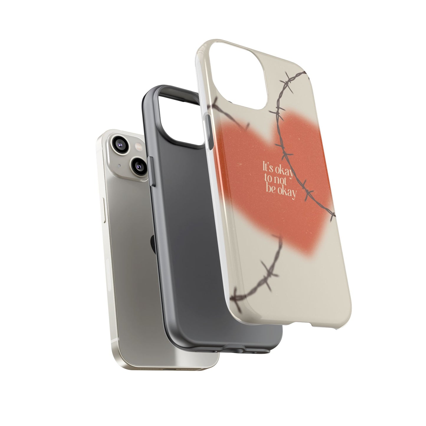 Heartfelt Phone Case | Barbed Wire Design, It's Okay to Not Be Okay, Supportive Gift, Anxiety Awareness, Unique Phone Accessory