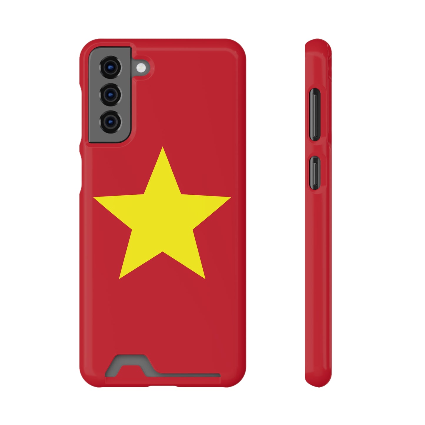 Red Star Phone Case with Card Holder, Gift for Flag Lovers, Stylish Accessory for Everyday Use, Perfect for Travel, Birthday Gift