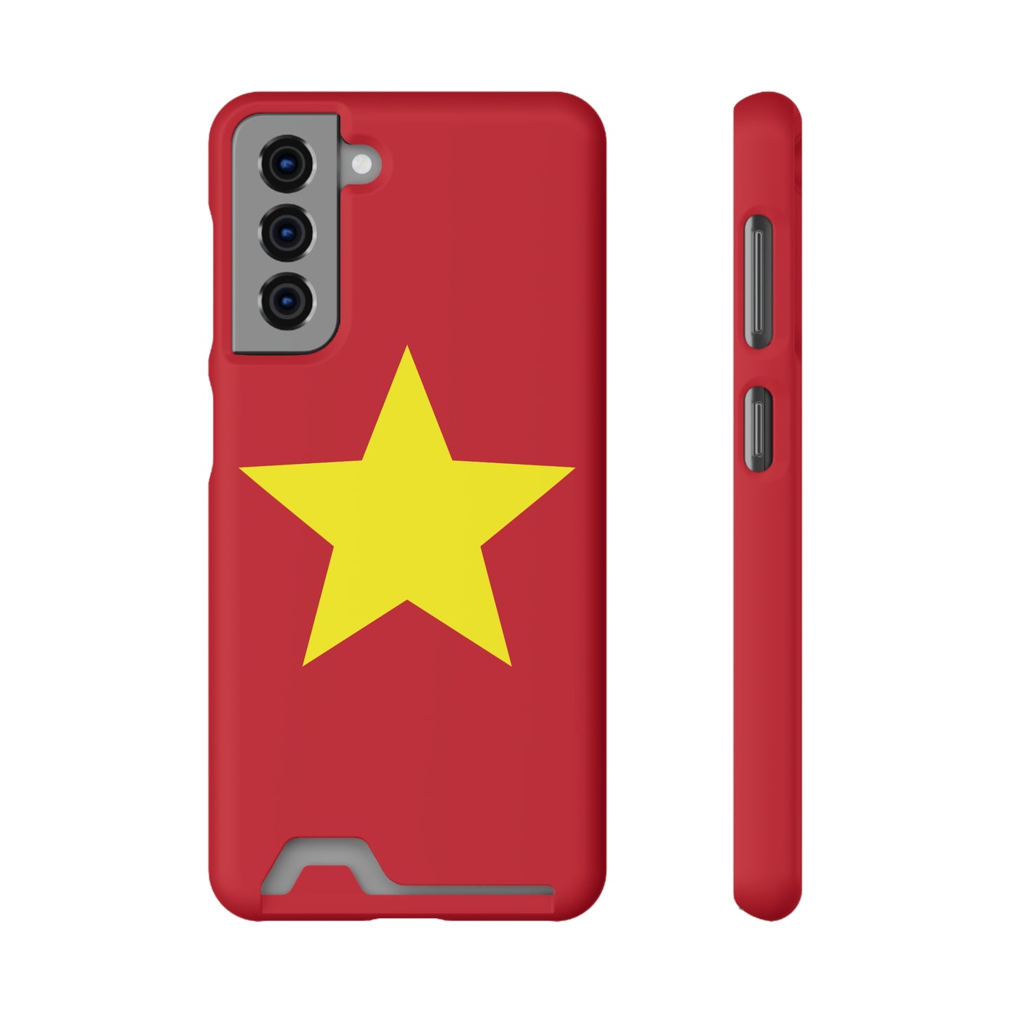 Red Star Phone Case with Card Holder, Gift for Flag Lovers, Stylish Accessory for Everyday Use, Perfect for Travel, Birthday Gift