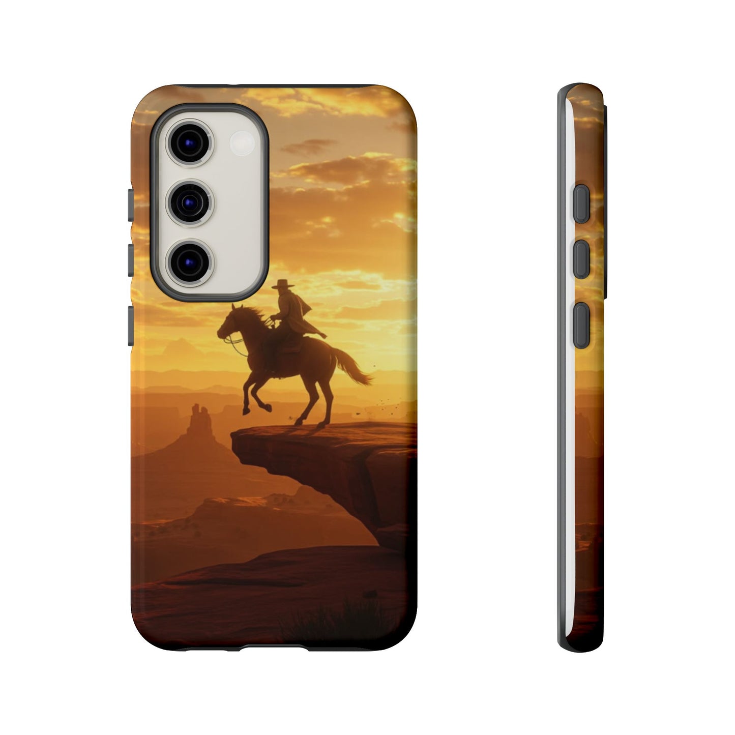Sunset Horse Rider Phone Case, Western Art Cover, Tough Shell, Ideal Gift for Horse Lovers, Scenic Phone Accessories