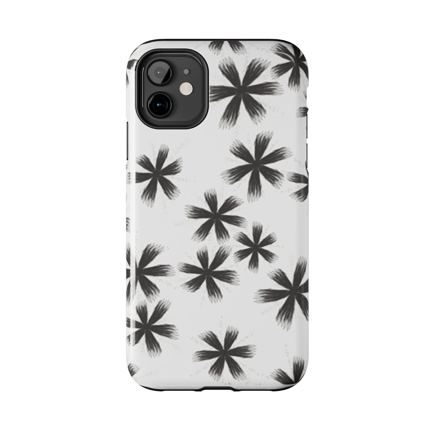 Stylish Tough Phone Cases, Black Flower Design, Durable Phone Protection, Unique Gift, Trendy Phone Accessories