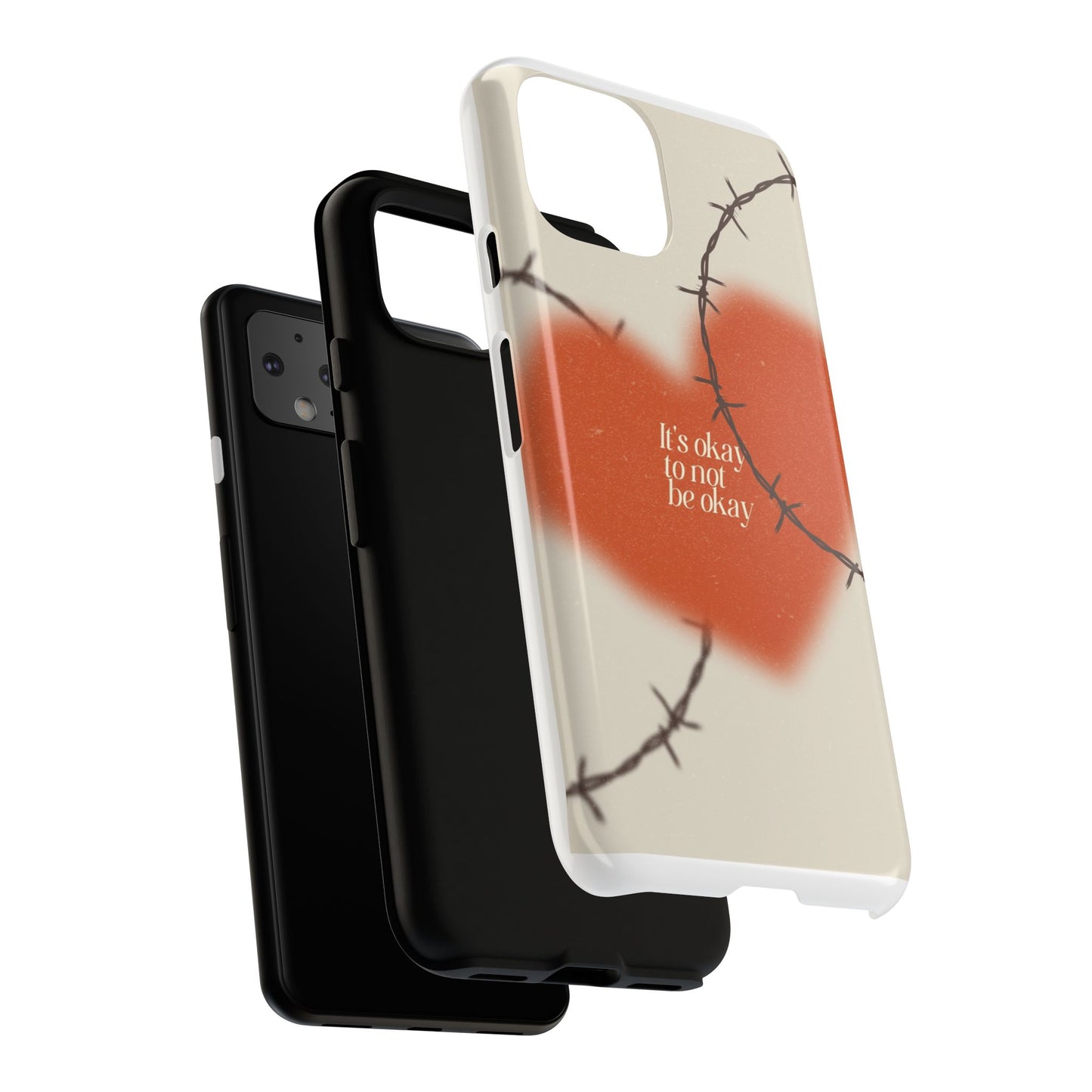 Heartfelt Phone Case | Barbed Wire Design, It's Okay to Not Be Okay, Supportive Gift, Anxiety Awareness, Unique Phone Accessory