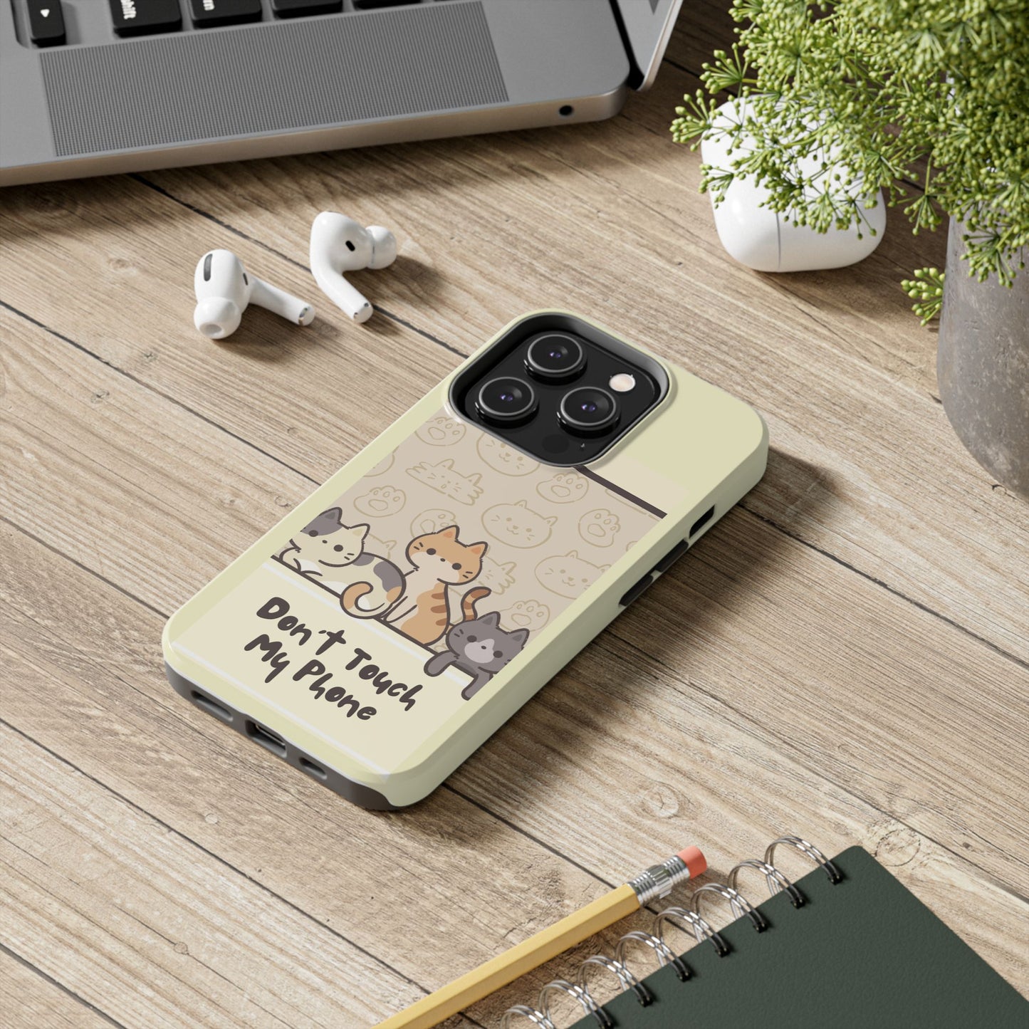 Cute Cat Phone Case - Don't Touch My Phone, Gift for Cat Lovers, Kawaii Accessories, Fun Tech Protection, Pet Lover Gifts