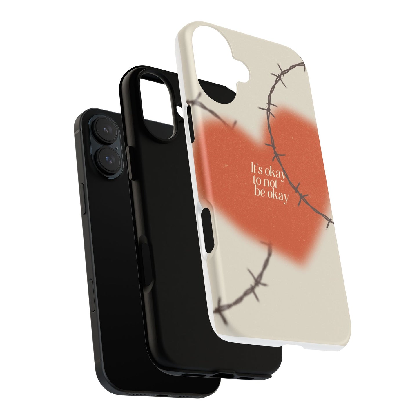 Heartfelt Phone Case | Barbed Wire Design, It's Okay to Not Be Okay, Supportive Gift, Anxiety Awareness, Unique Phone Accessory