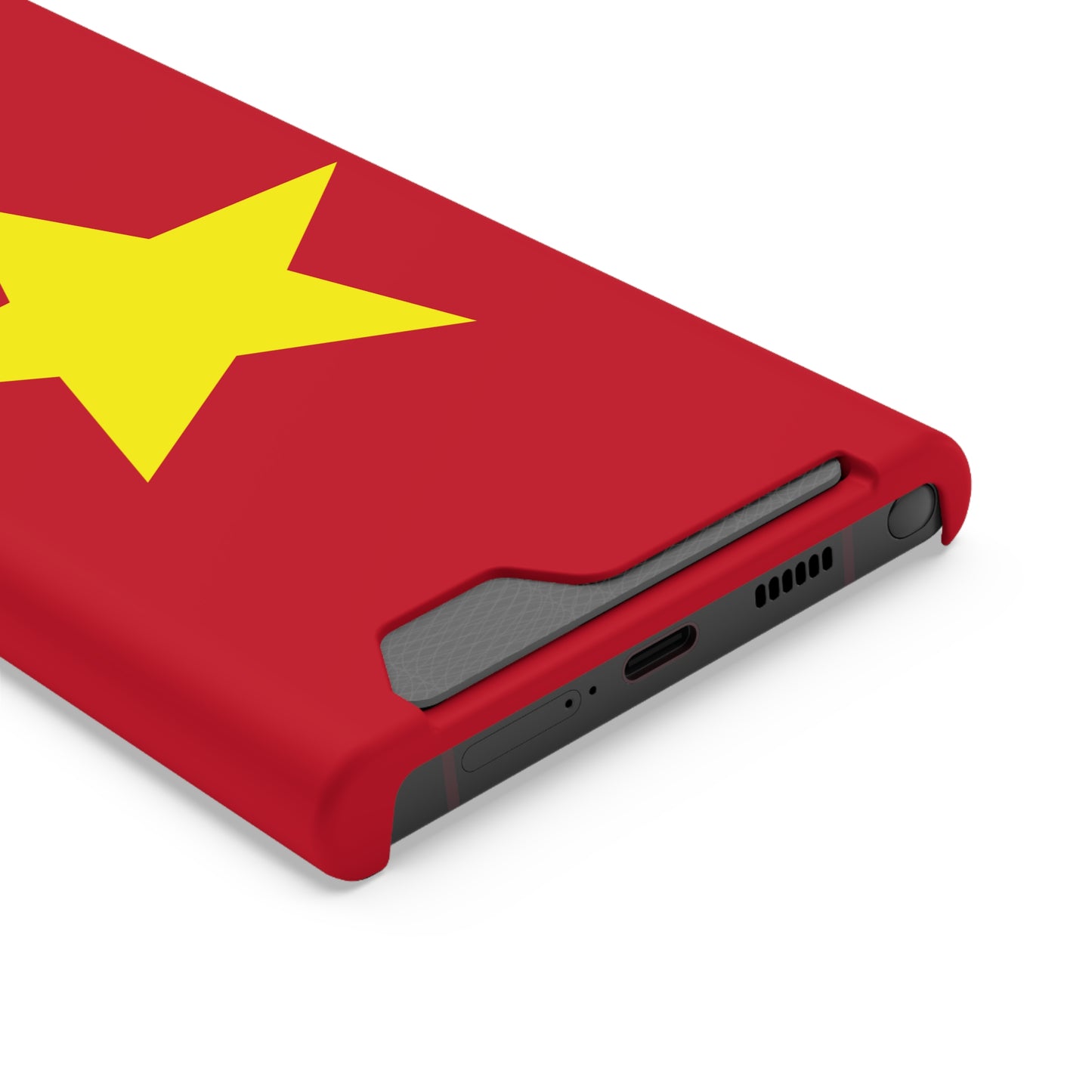 Red Star Phone Case with Card Holder, Gift for Flag Lovers, Stylish Accessory for Everyday Use, Perfect for Travel, Birthday Gift