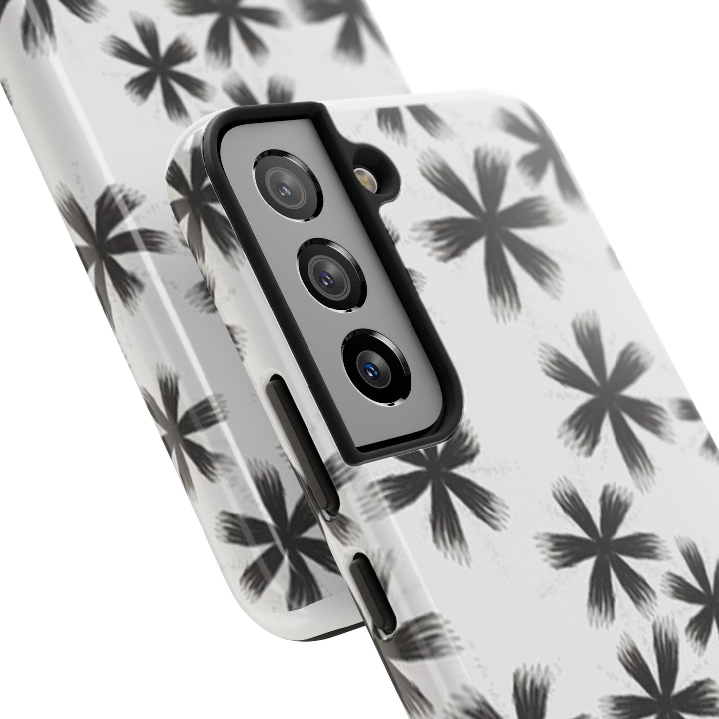 Stylish Tough Phone Cases, Black Flower Design, Durable Phone Protection, Unique Gift, Trendy Phone Accessories