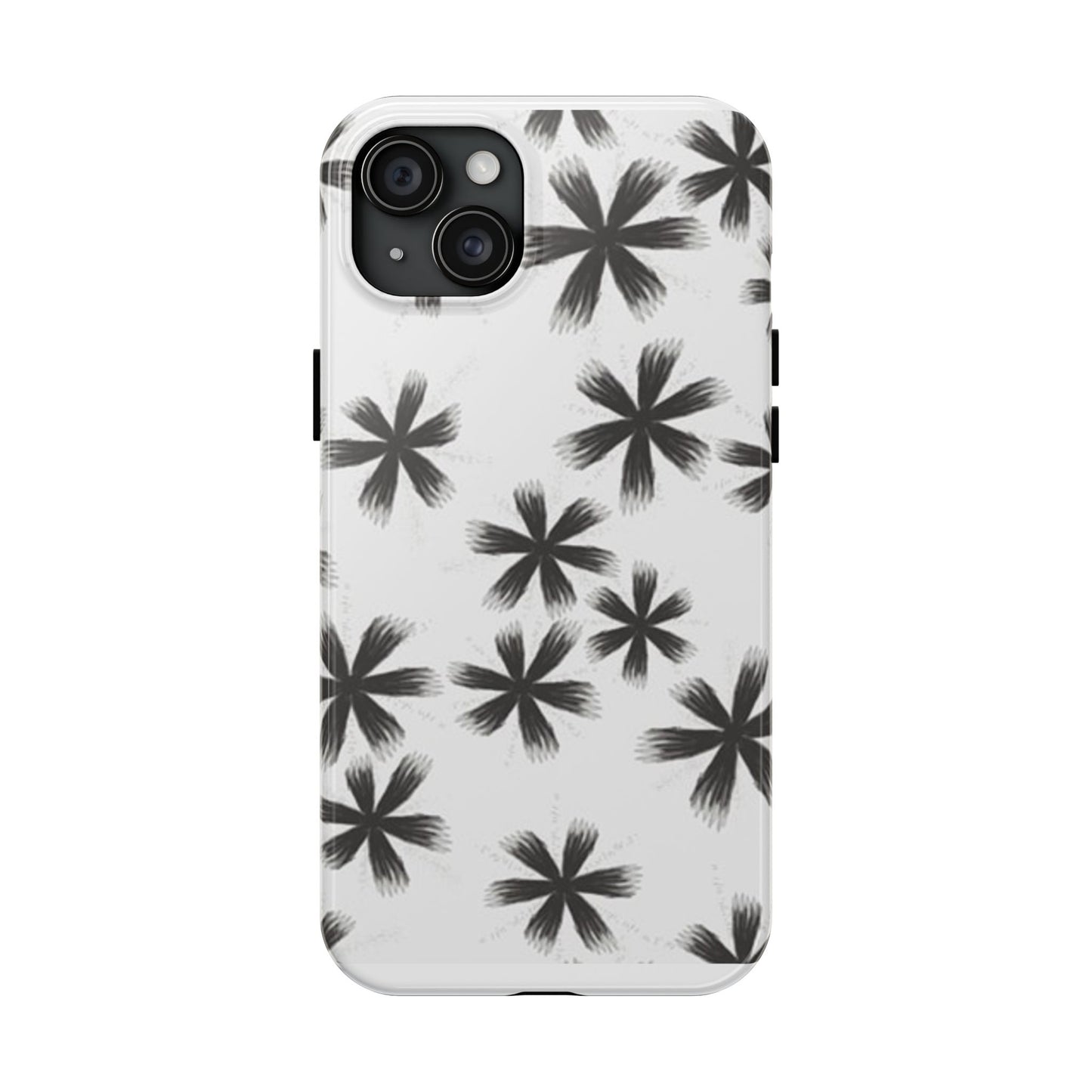 Stylish Tough Phone Cases, Black Flower Design, Durable Phone Protection, Unique Gift, Trendy Phone Accessories