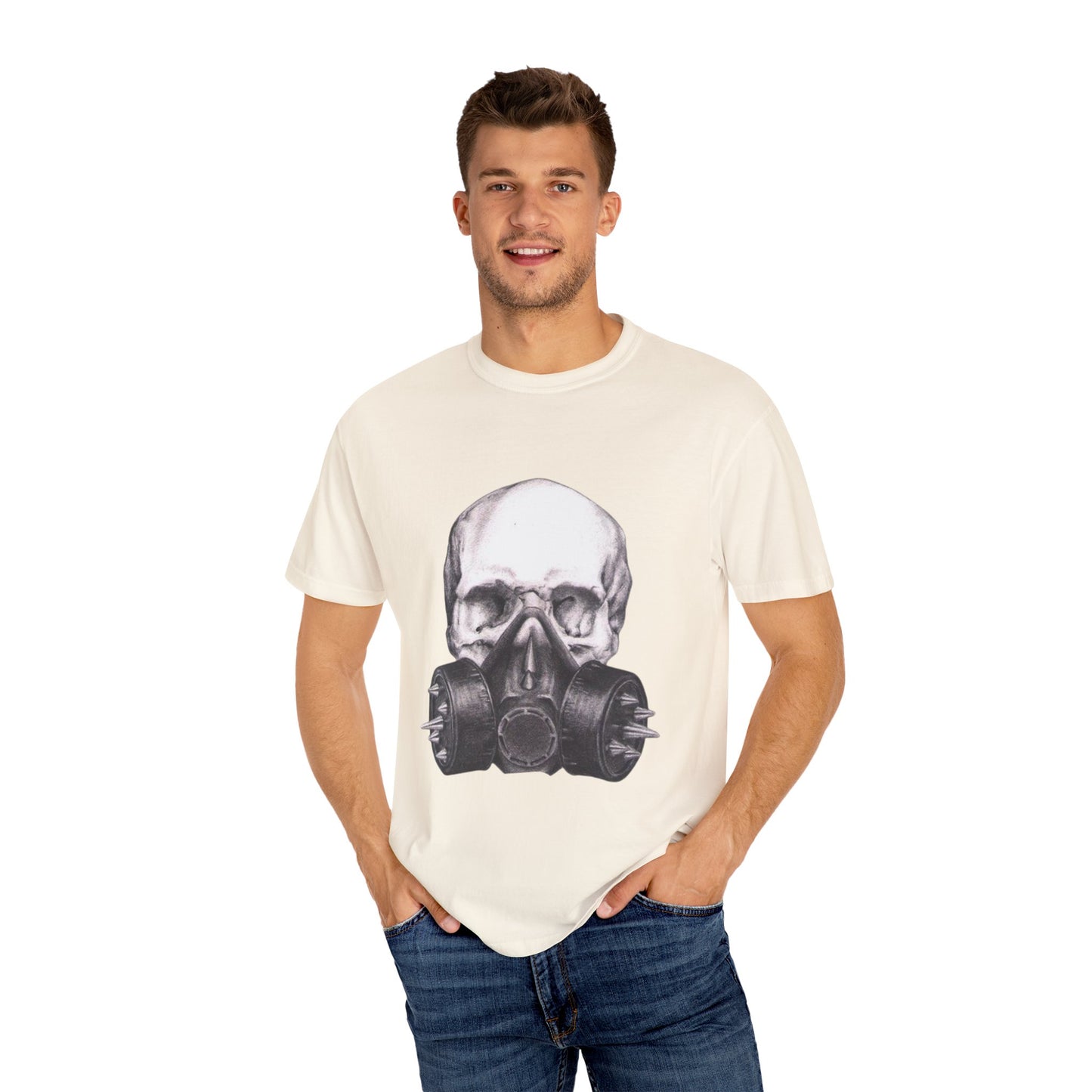 Edgy Skull Gas Mask T-shirt | Unisex Punk Apparel, Streetwear, Alternative Fashion, Music Festival Gear, Unique Graphic Tee