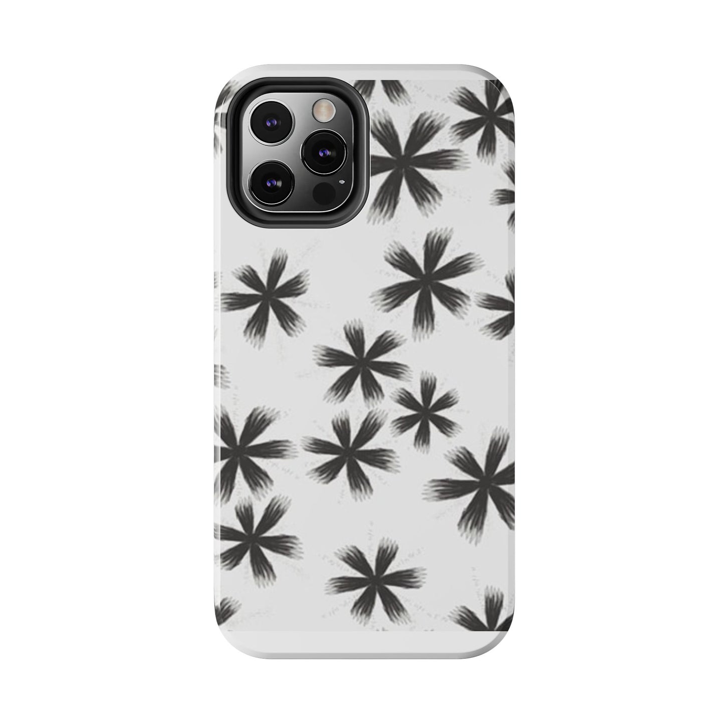 Stylish Tough Phone Cases, Black Flower Design, Durable Phone Protection, Unique Gift, Trendy Phone Accessories