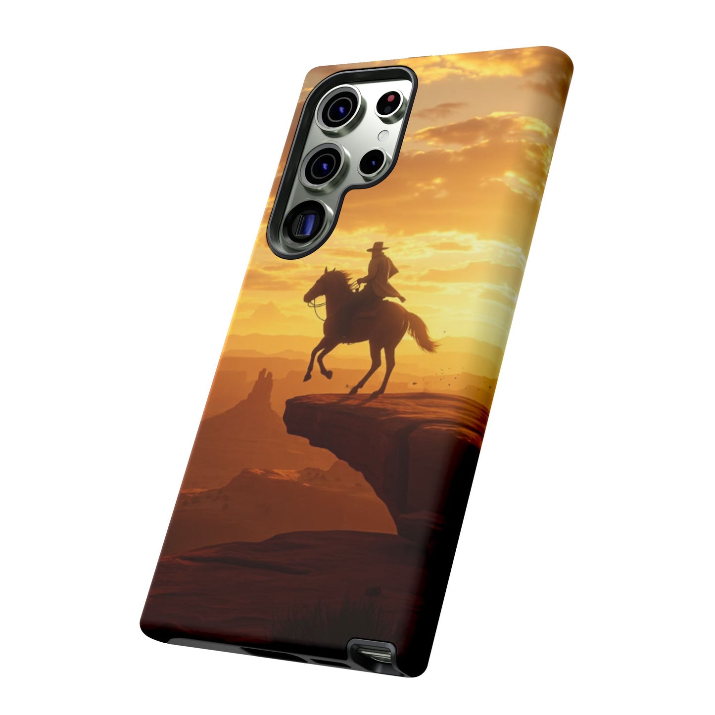 Sunset Horse Rider Phone Case, Western Art Cover, Tough Shell, Ideal Gift for Horse Lovers, Scenic Phone Accessories