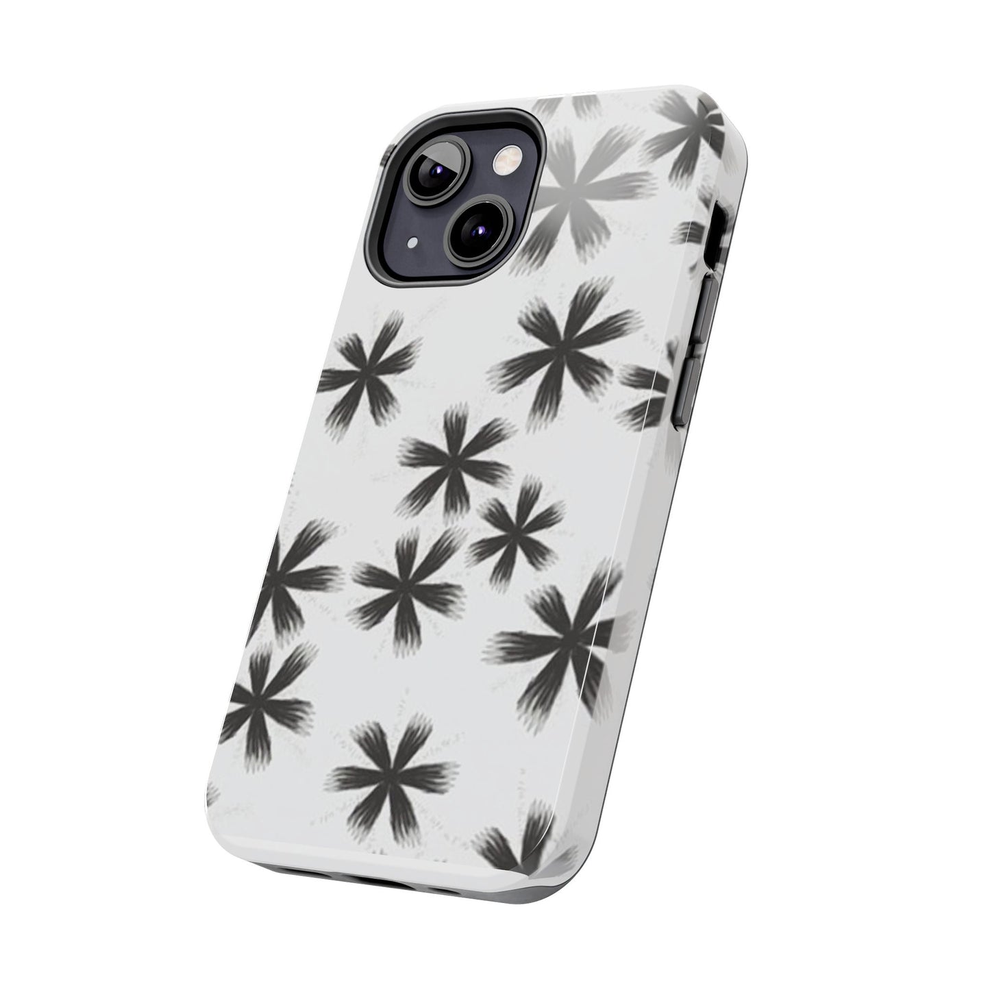 Stylish Tough Phone Cases, Black Flower Design, Durable Phone Protection, Unique Gift, Trendy Phone Accessories