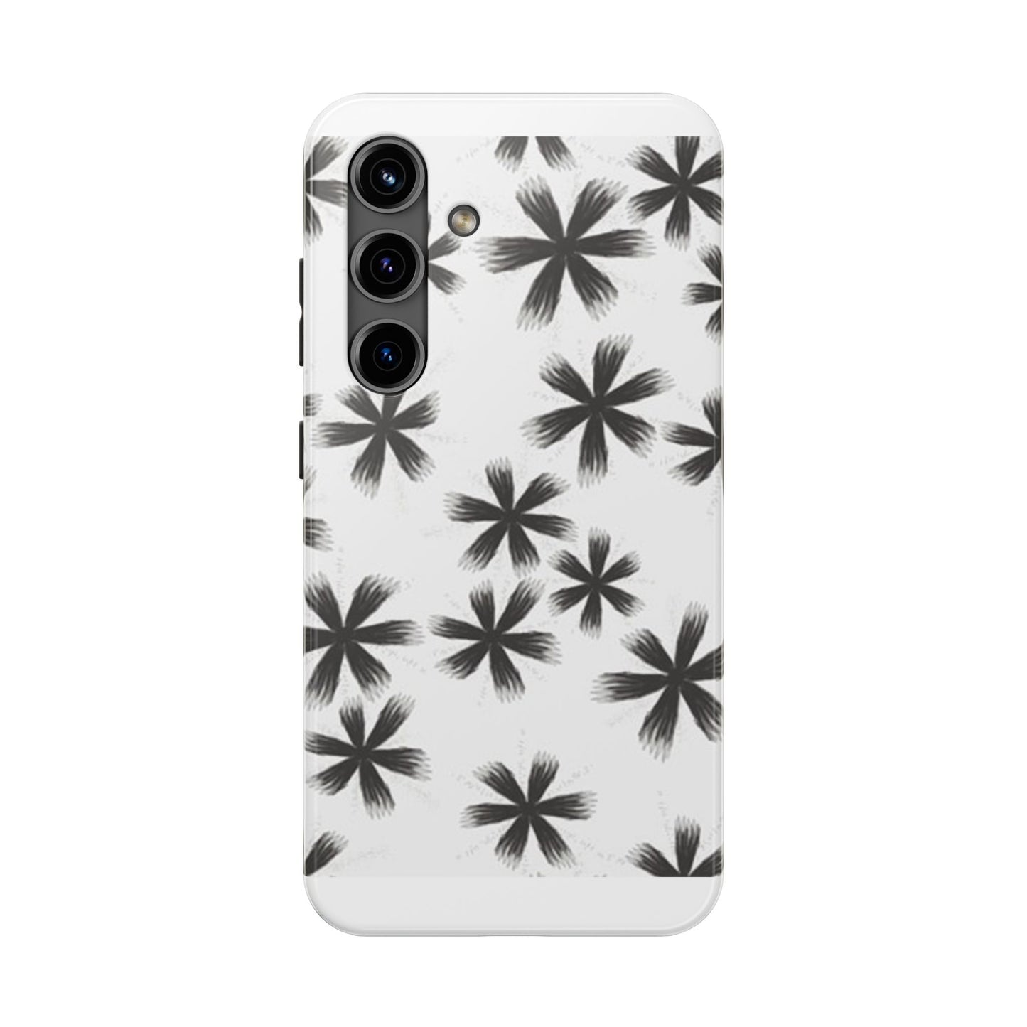 Stylish Tough Phone Cases, Black Flower Design, Durable Phone Protection, Unique Gift, Trendy Phone Accessories
