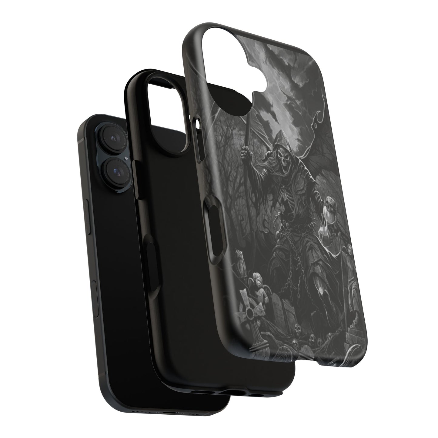 Gothic Phone Case Featuring Grim Reaper Art, Dark Aesthetic for Men and Women, Unique Halloween Gift, Durable Protection, Tough Cases