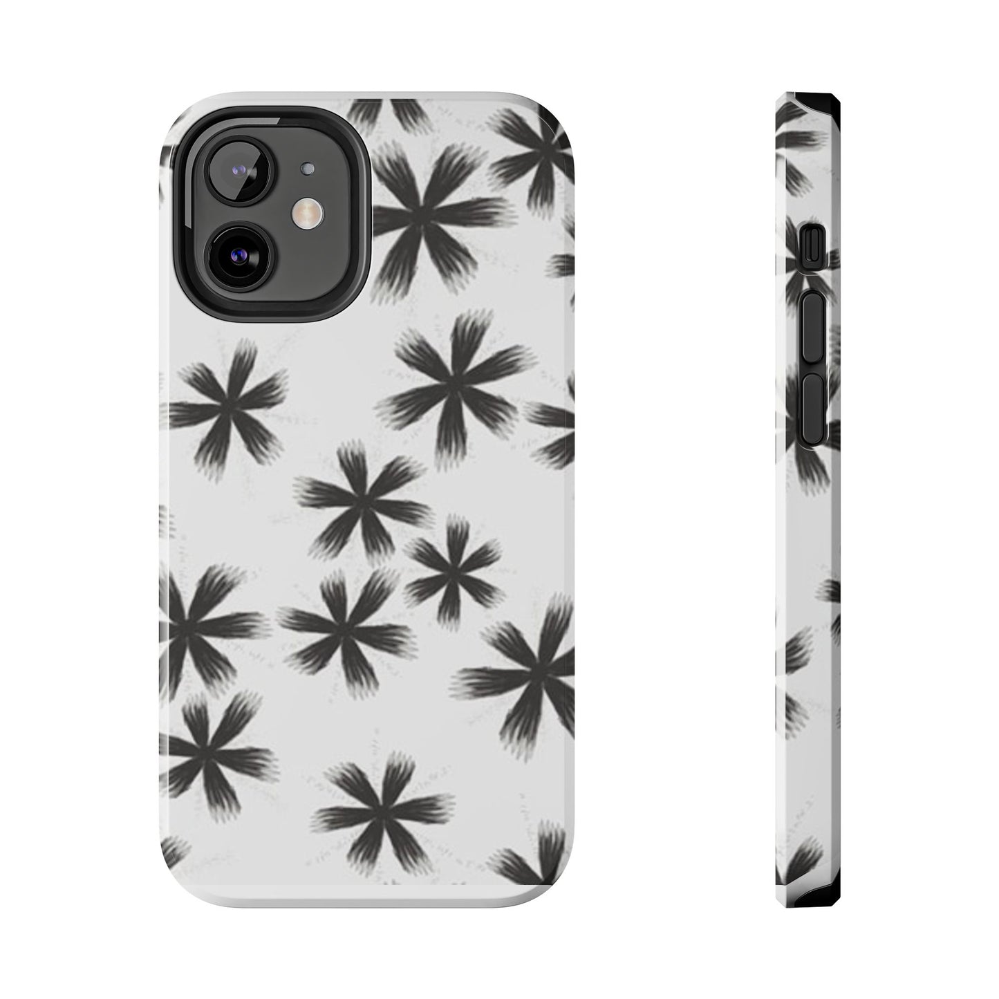 Stylish Tough Phone Cases, Black Flower Design, Durable Phone Protection, Unique Gift, Trendy Phone Accessories