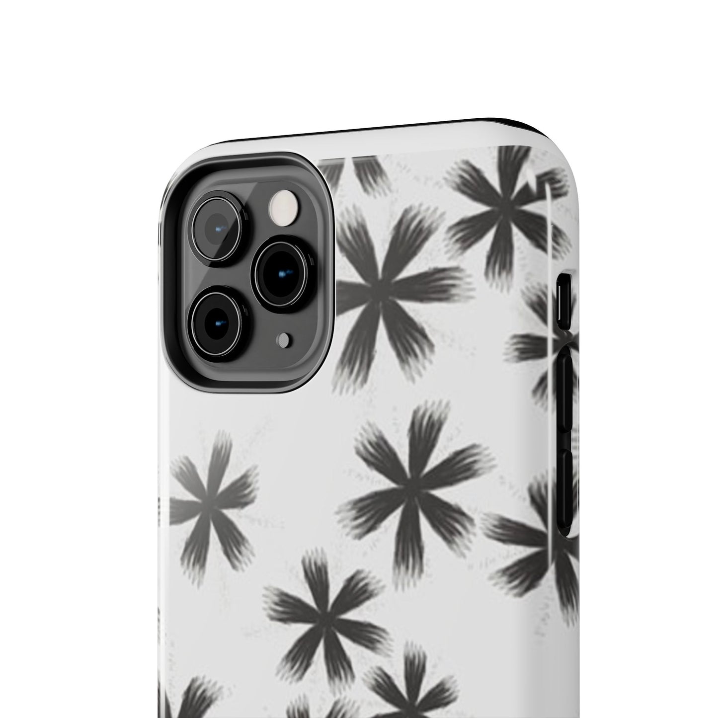 Stylish Tough Phone Cases, Black Flower Design, Durable Phone Protection, Unique Gift, Trendy Phone Accessories