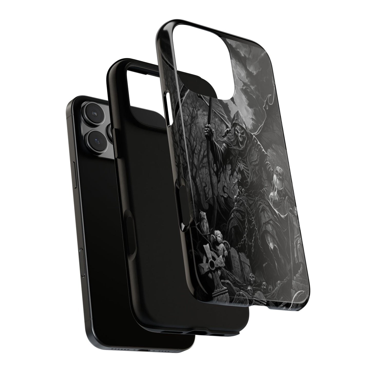 Gothic Phone Case Featuring Grim Reaper Art, Dark Aesthetic for Men and Women, Unique Halloween Gift, Durable Protection, Tough Cases