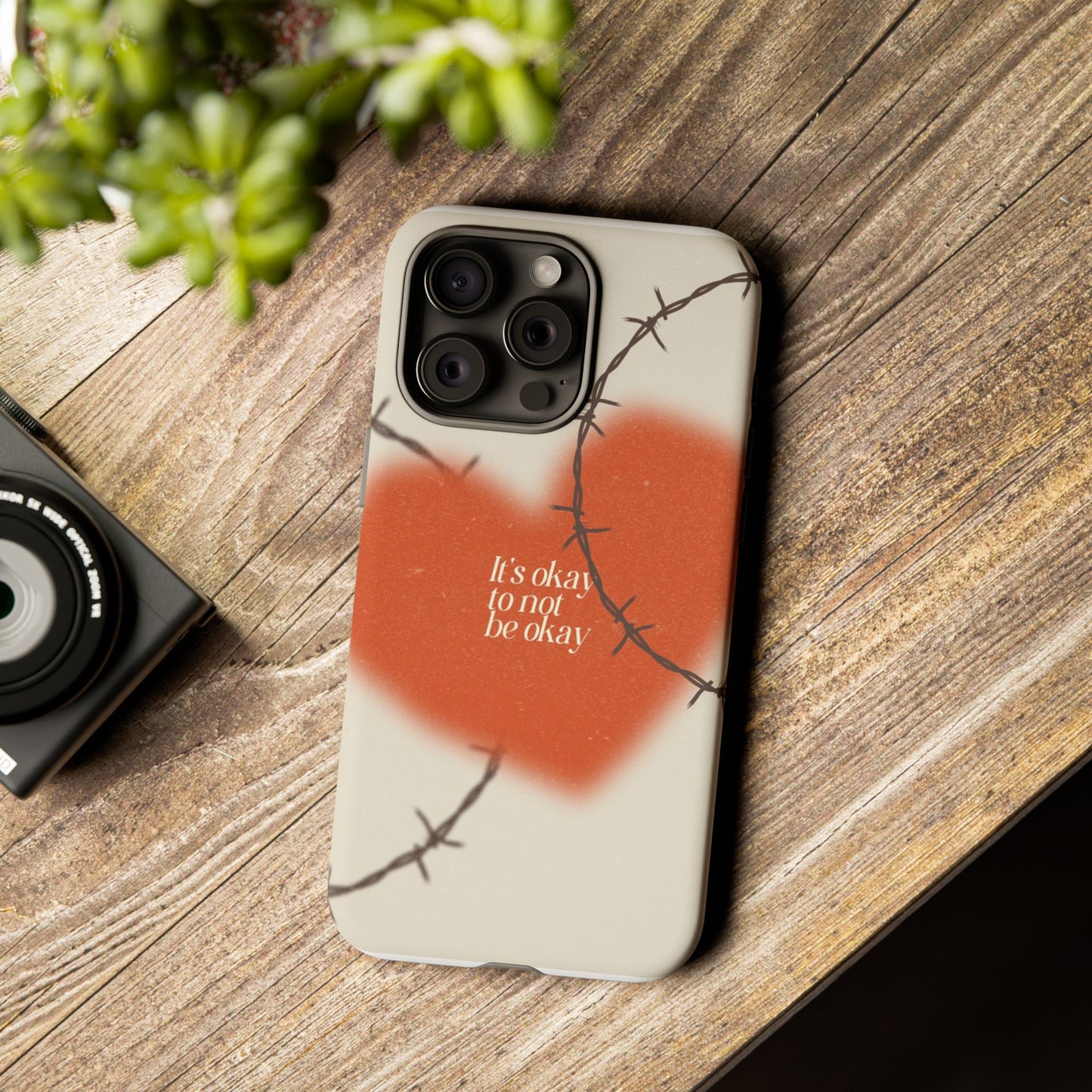 Heartfelt Phone Case | Barbed Wire Design, It's Okay to Not Be Okay, Supportive Gift, Anxiety Awareness, Unique Phone Accessory