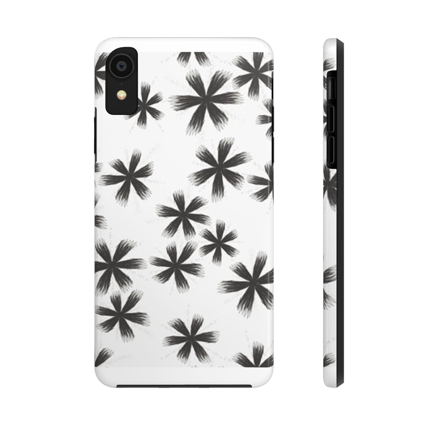 Stylish Tough Phone Cases, Black Flower Design, Durable Phone Protection, Unique Gift, Trendy Phone Accessories