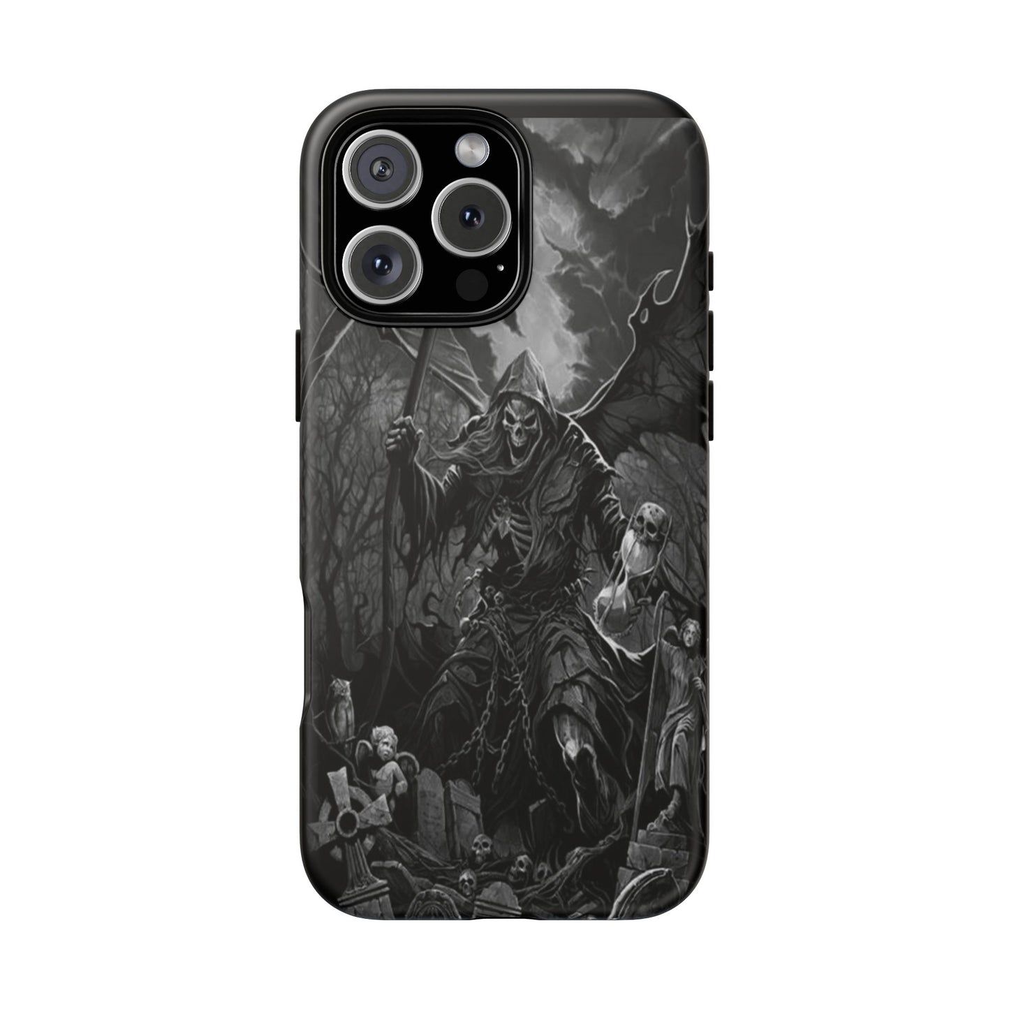 Gothic Phone Case Featuring Grim Reaper Art, Dark Aesthetic for Men and Women, Unique Halloween Gift, Durable Protection, Tough Cases