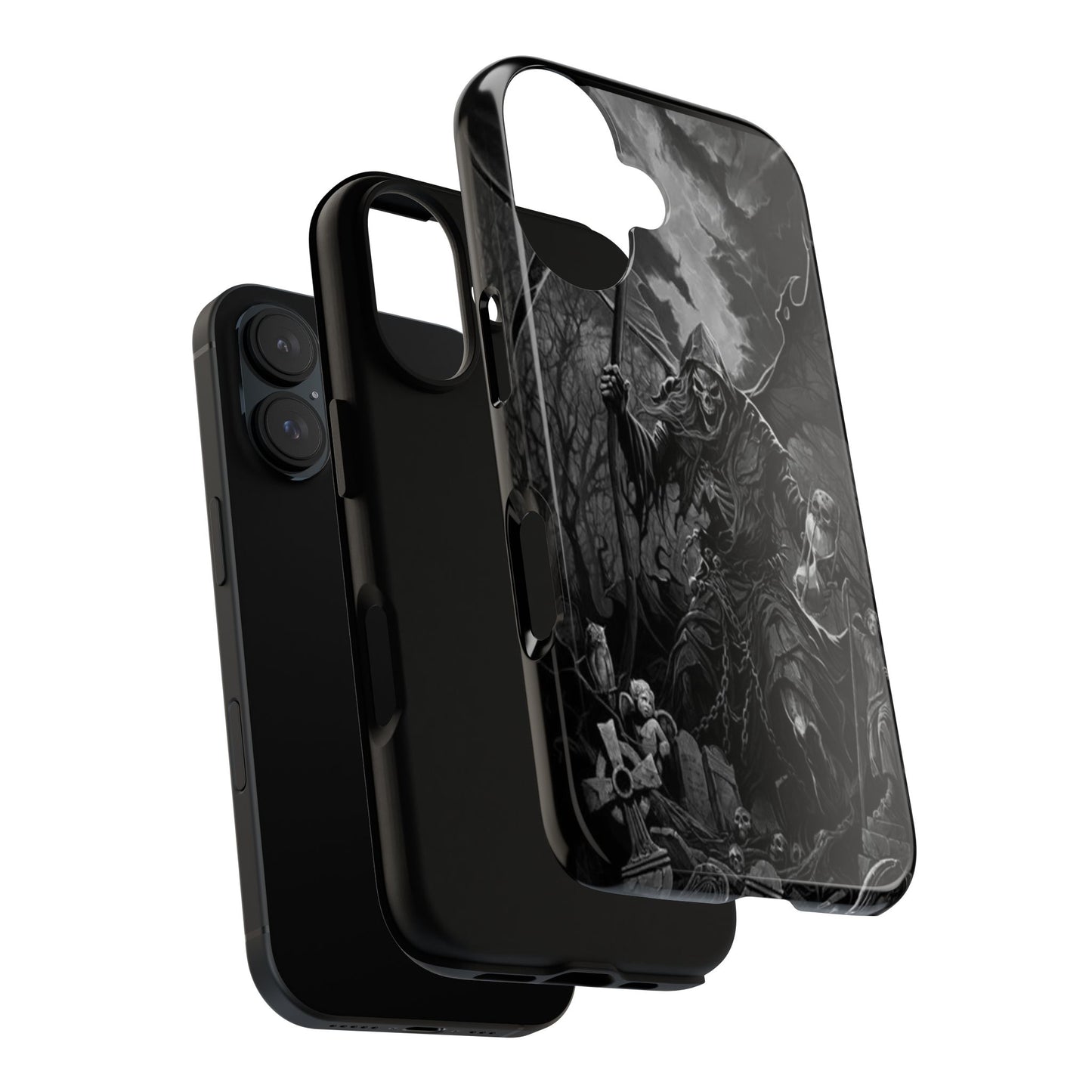 Gothic Phone Case Featuring Grim Reaper Art, Dark Aesthetic for Men and Women, Unique Halloween Gift, Durable Protection, Tough Cases