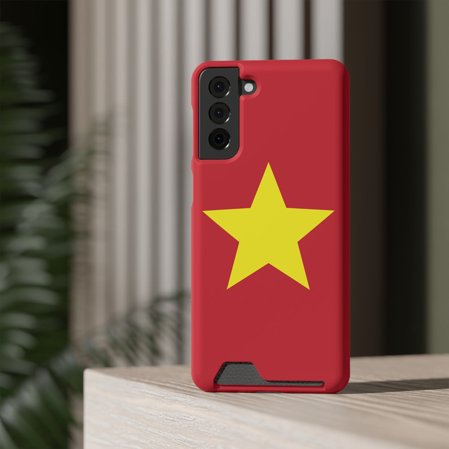 Red Star Phone Case with Card Holder, Gift for Flag Lovers, Stylish Accessory for Everyday Use, Perfect for Travel, Birthday Gift